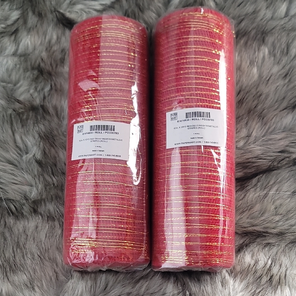 Vibrant Red and Gold Craft Mesh Rolls